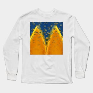 MUCH NEEDED RAİN. Abstract futuristic symmetrical design in vivid yellow and bright blue Long Sleeve T-Shirt